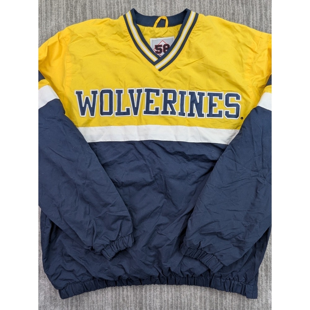 Vintage Michigan Wolverines Pullover Windbreaker Men's XL 58 Sports 90s V Neck